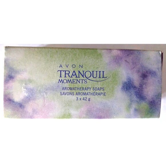 VTG Avon Tranquil Moments Aromatherapy Soap Box Set 3* 42 g. Purple Flower Shape - Picture 2 of 7